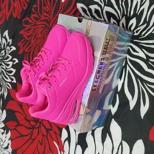 Skechers Women's Street Los Angeles Wedge Hot Pink Sneakers